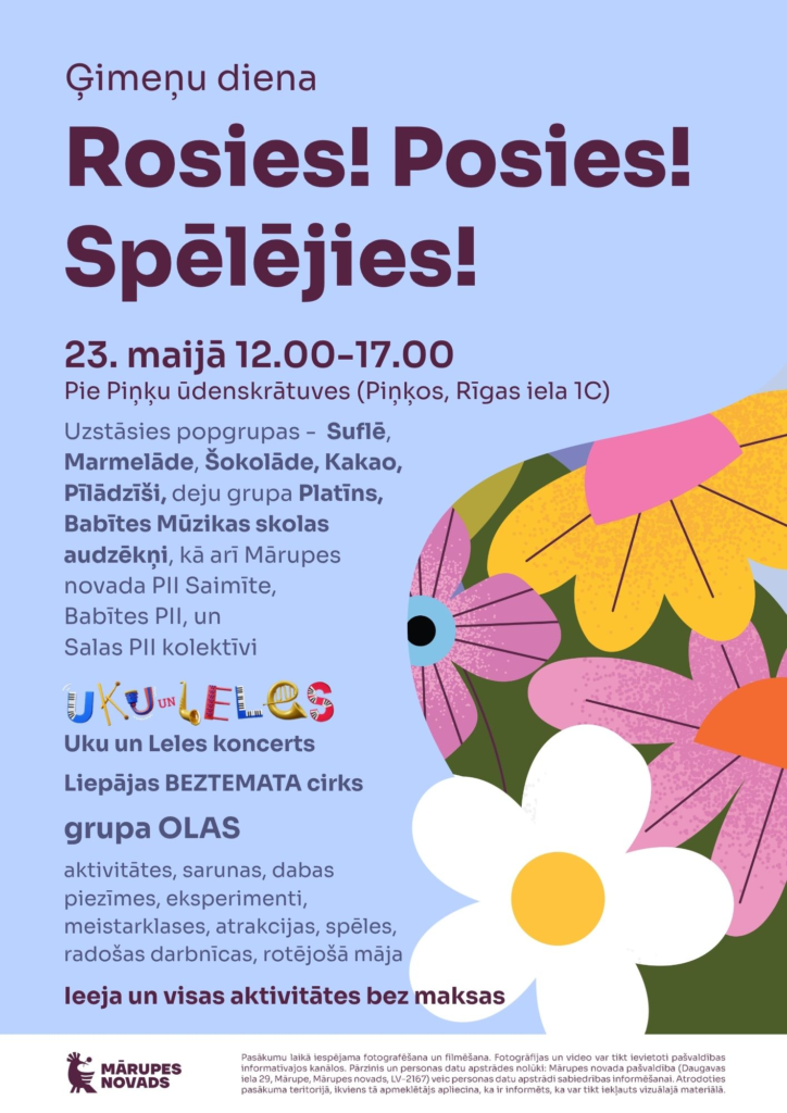 Ģimeņu diena Piņķos “Rosies! Posies! Spēlējies!” 23. maijā