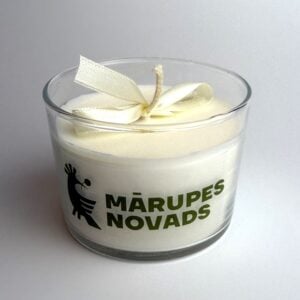 Sojas vaska svece stikla traukā ar logo