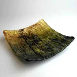 Stikla trauks ar logo ar dabas skatu